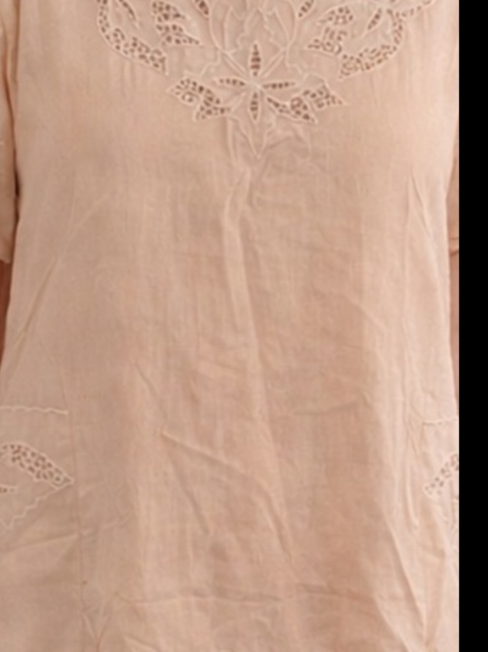 Vintage Peach Embroidered Midi Dress 10 Cottagecore Boho Romantic Flutter Sleeve
